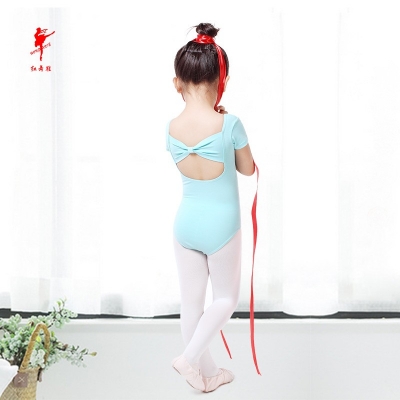50076-棉鸡翼袖后蝴蝶结半体服（档加扣）